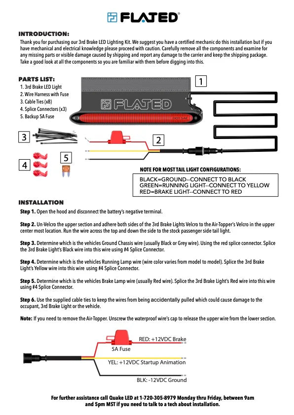FLATED® Universal 3rd Brake Light Kit for Air-Topper®