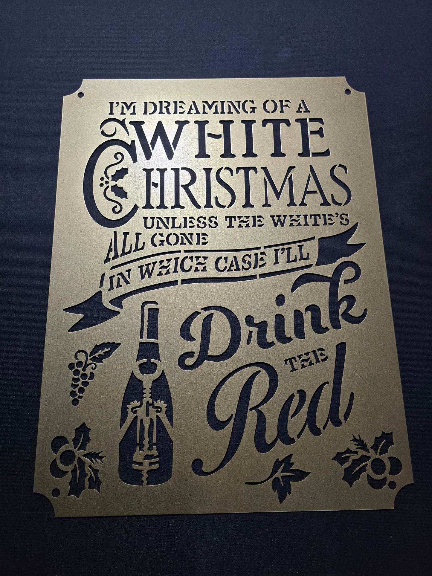 White Christmas Wine Sign