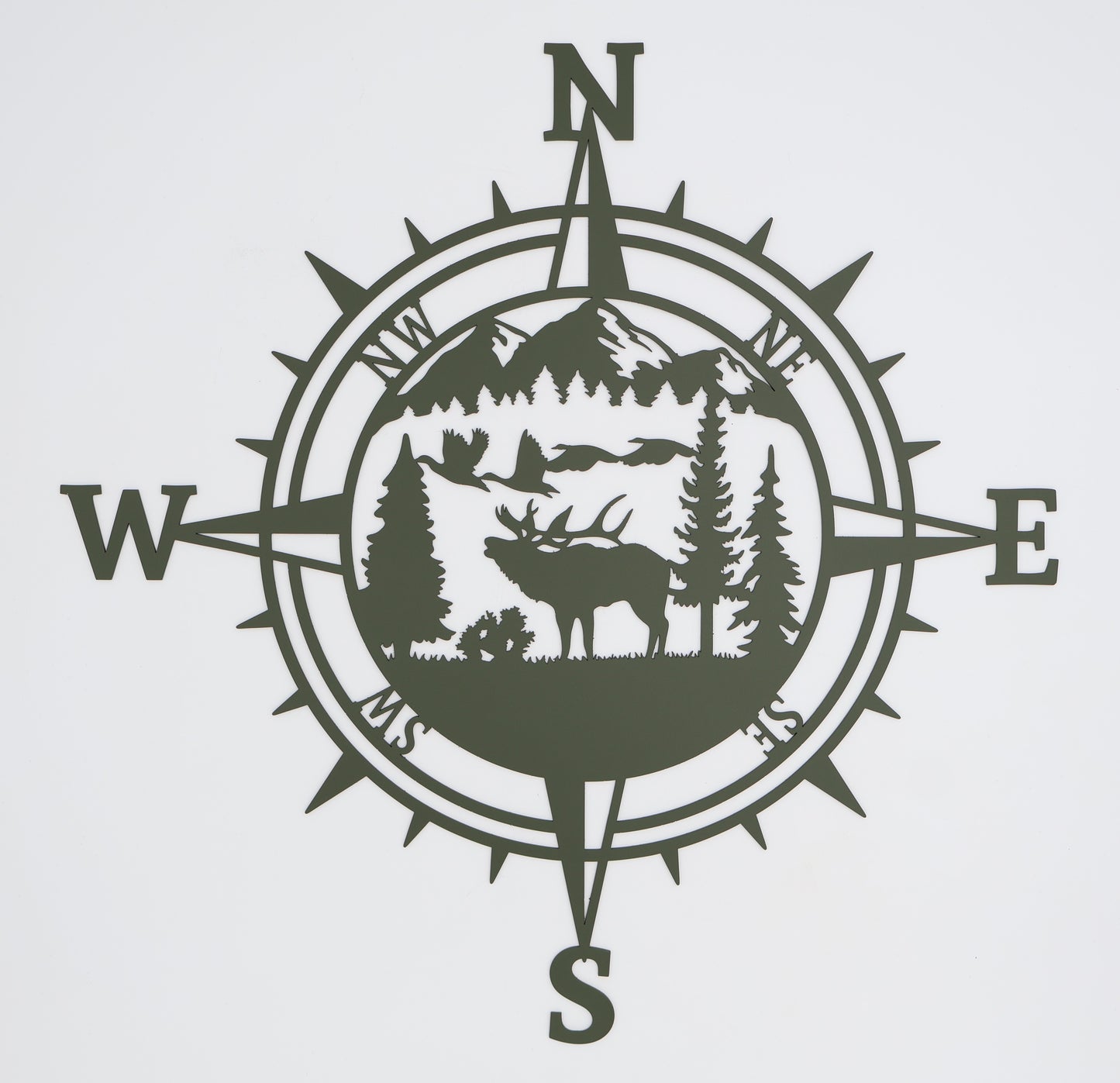 Elk/Duck Mountain Scene Compass Sign
