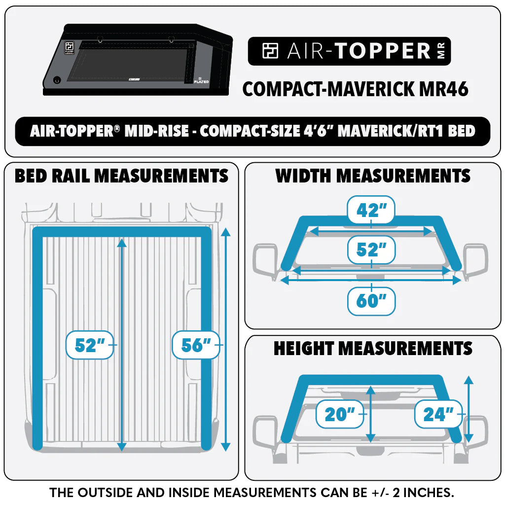 FLATED® Air-Topper® Mid-Rise Truck Topper - Compact 4'6" Maverick/RT1 Bed