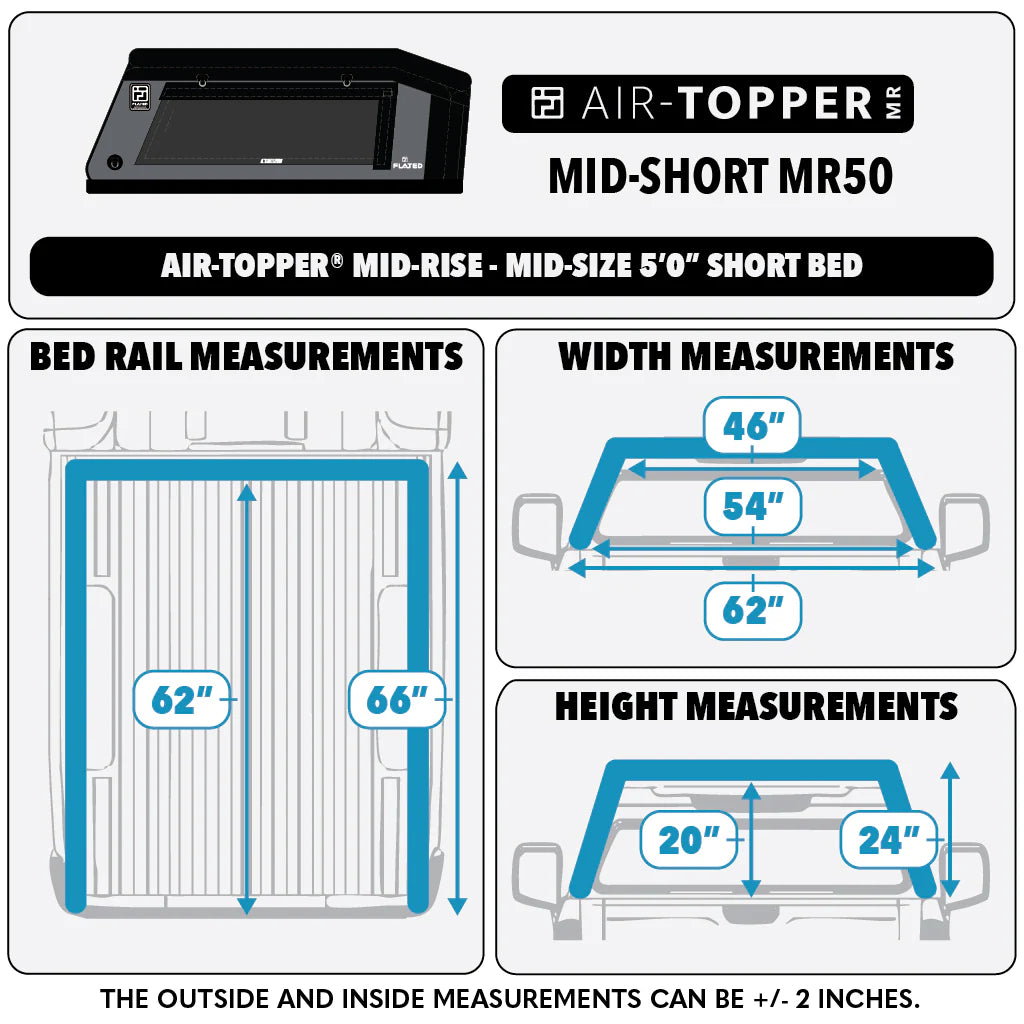 FLATED® Air-Topper® Mid-Rise Truck Topper - Mid-Size 5' Short Bed