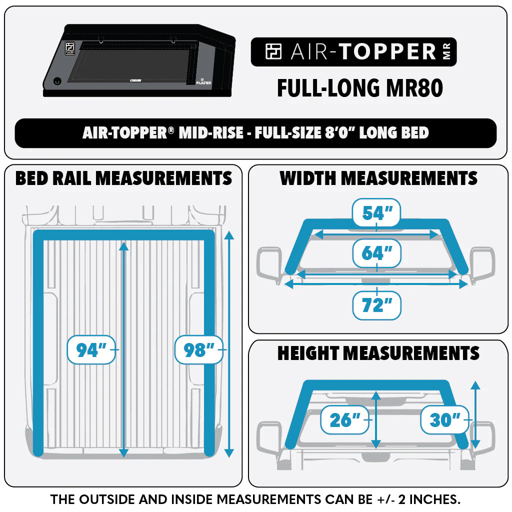 FLATED® Air-Topper® Mid-Rise Truck Topper - Full-Size 8' Long Bed