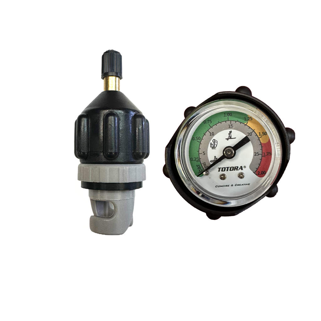 FLATED Air-Compressor Valve Adaptor With Pressure Gauge