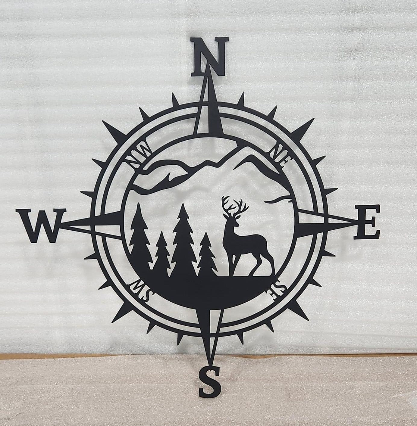 Deer Scene Compass Sign