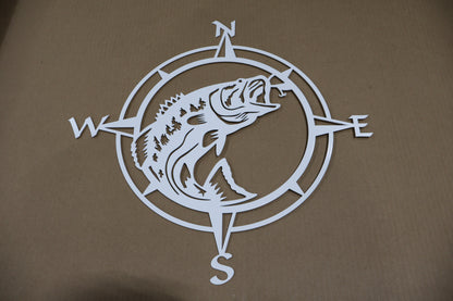 Bass Fish Compass Sign