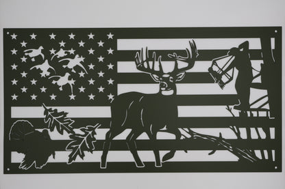 Deer Hunt Flag Scene Sign
