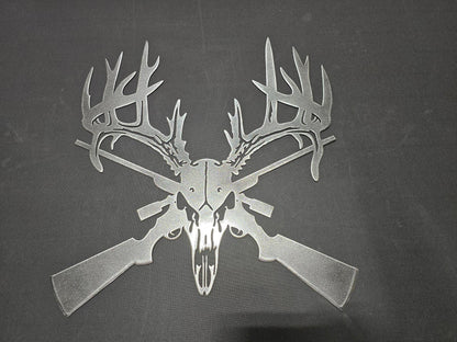 Deer Skull & Rifles Sign