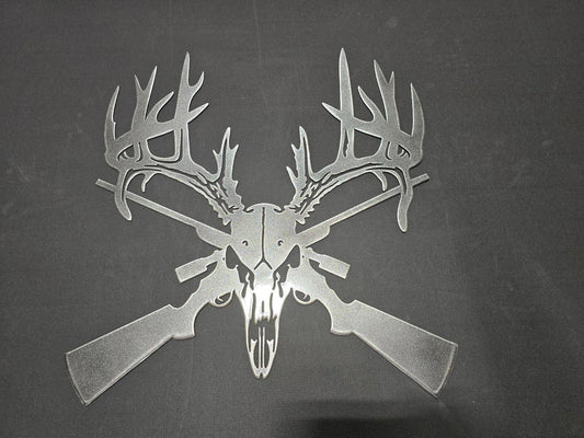 Deer Skull & Rifles Sign