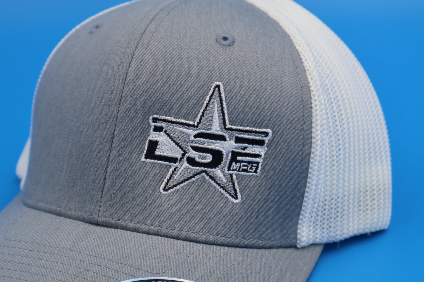 LSE MFG Embroidered Trucker Hat - Heather Grey/White