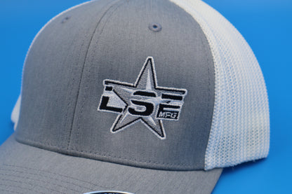 LSE MFG Embroidered Trucker Hat - Heather Grey/White